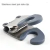 Kitchen Storage Stainless Steel Pot Side Clips Anti-scalding Spoon Holder Gadgets Rubber Soup Fixing Clip
