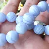 MG1130 High Grade Genuine 12 MM Blue Lace Agate Chalcedony Bead Bracelet For MEN or WOMEN Gift for Him329h