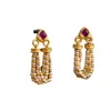 Boucles d'oreilles pendantes en cuivre délicat, galvanoplastie, rétro, imitation de perle, perles faites à la main