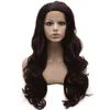 Perucas SF5 Front Lace Wig Ombre Dark Root Auburn Wig, Ombre Sintético Ondulado Peruca Elegante Natural Hairline