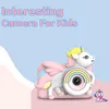 Macchina fotografica per bambini Giocattoli per ragazzi e ragazze di 3-12 anni Unicorno cartone animato Fotocamera per bambini con obiettivo ribaltabile per selfie Videocamera digitale HD