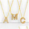 Pendant Necklaces Women 18K Gold Crystal Necklace English Initial Chains Letter Fashion Jewelry Will And Sandy Gift Drop Delivery Pen Dhdyu