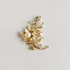 Polish 10 Pcs 33*44mm Fashion Metal Alloy Crystal Imitation Pearl Branch Flowers Connectors Kc Gold Color for Jewelry Making