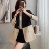 Kvinnors kostymer Blazer Woman Office bär professionella kläder Colorblock Ytterkläder Rockar för kvinnor Jacka Slim Clothes Bring Modern Påsar Sale