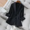 Damskie garnitury mody solidny kolor czarny bawełniany materiał luźne płaszcz oversize wiosenny letni kurtki 2024 ol garnitur