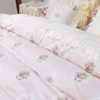 Bedding Sets Pink French Bed Cover Full Set Retro Rose Printed Linen Sheet Pillowcase Quilt Home Elegant Pastoral Bedingset