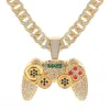 Rhinestone Cuban Necklace Iced Out Link Chain Game Controller Handle Pendant Necklace For Women Men Gold Color Hip Hop Jewelry X07316T