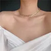 Koreański Naszyjnik dławików mody dla kobiet złoty srebrny kolor łańcucha kubańskiego Naszyjka Modna biżuteria Prezenty 286G