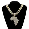 Pendant Necklaces Fashion Crystal Africa Map Necklace For Women Men's Hip Hop Accessories Jewelry Choker Cuban Link Chain Gif175M