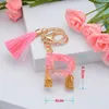 Keychains Cute Pink Rose Letter Keychain Tassel Pendant 26 Initials Key Ring For Girl Handbags Car Bag Ornament Keyring Birthday Gif