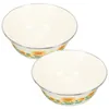 Conjuntos de louça 2 Pcs Estilo Chinês Esmalte Tigela Macarrão Tigelas Salada Recipientes Armazenamento com Tampa Fresca Mantendo Frutas de Escritório