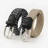 Belts Fashion Elastic Wide Belt Square Metal Buckle Woven Stretch Waist Strap Work Students Casual Trouser Dress Jeans Waistband