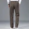 Pantalon homme mode velours côtelé décontracté taille élastique couleur unie droit épais Streetwear pantalon bas homme vêtements