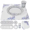 Conjuntos de louça azul e branco porcelana tema festa placas de papel tecido aniversário utensílios de mesa copos descartáveis suprimentos decorativos para