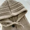 Chapéu de balaclava de malha inverno quente engrossar imitação de cachecol de caxemira conjunto xale divisão luvas de dedo lã pulôver chapéu acessórios 231229