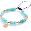 Pulseras con dijes Pulsera de cuentas de amatista de aguamarina natural Pulsera de cuentas de piedra de pilar ajustable hecha a mano para mujeres Entrega de gotas Dhtwr