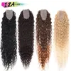 Pack IZA synthétique crépus bouclés cheveux paquets avec fermeture à lacets Ombre Blonde longs cheveux bouclés organiques 28/30/32 pouces 6 pièces avec fermeture 2*4