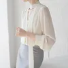 Bluzki damskie szyfonowe koszule dla kobiet w stylu vintage satynowe wstążki z długim rękawem luźna koreańska moda One Piece Bluzka biuro damskie