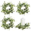 Decorative Flowers 4 Pcs Eucalyptus Wreath Rings For Spring Table Decorate Silk Leaf Flower Christmas Garland