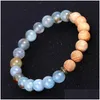 Perles de glace naturelle Crack Agate Strands Bracelet Pierre volcanique Lava Perles en bois Diffuseur d'huile essentielle Bracelets Bijoux de mode Dro Dhj7W