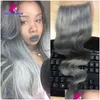 Top Closures 4X4Inch 10 20 Peruvian Human Hair Brazilian Body Wave Pure Sier Grey Closure Bleached Knots Fast Drop Delivery Products Dhnyz