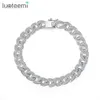 LUOTEEMI Mode Hoge Kwaliteit CZ Crystal Curb Cubaanse Ketting Armbanden Voor Vrouwen Wit Goud Kleur Luxe Bruiloft Armband Jewellery1206N