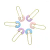 Hoop Earrings Gold Color Pastel Enamel Pink Blue Purple Colorful Paper Clip Safety Pin Stud Earring For Women Unique