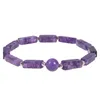 Charm Bracelets Natural Stone Amethyst Bracelet Long Square Gemstones Healing Crystal Stretch Beaded Gem Fashion Jewelry Drop Deliver Dh2Xc