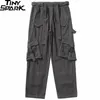 Pants 2022 Hip Hop Streetwear Twill Cargo Pants Multi Pockets Men Joggers Pants Belt Harajuku Cotton Track Harem Trousers Hipster