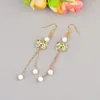 Dangle Earrings Temperamental Vintage Alloy Bow Long Tassel Shell Beads Pendant Cheongsam Hanfu Jewelry Accessories