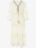 Long Dress Women Boho Lace Maxi Dress Summer Beach Holiday White Wedding Dresses Ladies Retro V Neck Sundress Ropa