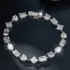 Diamond Passed Test 16/17/18cm 925 Sterling Silver Heart Square Moissanite Bracelet for Men Women Nice Gift