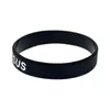 Bracelets de charme 1 pcs Jesus Cross Fair and Love Silicone Bracelet Noir Taille Adulte