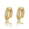 Hoop Huggie Luxury Designer 18K Plaqué Or Cuivre Zircon Boucles D'oreilles Hommes Femmes Hip Hop Bijoux Glacé Boucles D'oreilles Bling Diamant E Dhhv8