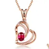 Pendanthalsband Rose Gold Chains Halsband Diamond Heart For Women Birthday Fashion Jewelry Will and Sandy Gift Drop Delivery Pendan Dhdaf