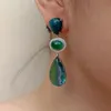 Stud KKGEM 12x22mm Teardrop Rainbow Color Crystal Blue Apatite Green Agate Silver plated Dangle Stud Earrings