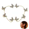 Backs Earrings Shining Bridal Wedding Jewelry Rhinestone Retro Style Ornaments Floral Ear Bone Clamp Women Girls