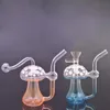 Mini Bolso Cogumelo Forma Vidro Queimador de Óleo Bong Hookah para Dab Rigs Tubos de Água Pequeno Reciclador Bubbler Ash Catcher com Tubos Masculinos de Queimador de Óleo de Vidro