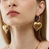 2024 Chic Heart Huggie Hoop 14k Yellow Gold Earrings Ins Jewelry Asymmetric Hoop Earrings For Women New Gold Color Earrings Jewelry Teen Gift