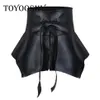 Belts Wide Belt Women Bow-Knot Decorated PU Leather Ruffle Skirt Peplum Waistband Cummerbunds Female Dress Strap Girdle315J