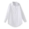 여자 블라우스 흰색 셔츠 중간 긴 소매 한국어 버전의 느슨한 모든 학생 스프링베이스 큰 크기