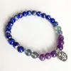 Bangle mg0818 6 mm äkta lapis lazuli ohm charm armband aaa klass fluorite amethys t yoga mala armband freds armband armband