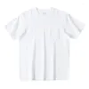 Herren-T-Shirts, Schwarz und Weiß, Basic-Stil, 270 g, schwere reine Baumwolle, Sommer-Taschen-Kurzarm-T-Shirt, einfarbig, amerikanische einfache Hälfte