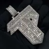 Aangepaste Hiphop Sterling Sier Iced Out Emerald Cut VVS Moissanite Letter hanger