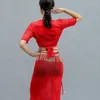 Work Dresses #9835 Sexy Top Cardigan Short-sleeve V-neck Slim High Waist Scarf Skirts With Leggings Women Belly Dance Clothes Set See