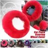 Steering Wheel Covers Ers 38Cm Red Pure Wool Er Real Sheepskin P Warm Fluffy Fuzzy Car Accessories Women Girl Interior Drop Delivery Dh4Gi