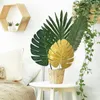 Promoção de Flores Decorativas! 70 peças 10 tipos de folhas de palmeira artificiais decoração de selva tropical dourada com hastes para decoração de festas