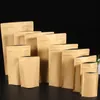 100 st återförslutningsbart Kraft Paper Zip Lock Packaging Bag tjock folie Intay Snack Candy Ground Coffee Nuttrar Tea frön presenter förvaringspåsar xj qkeg