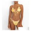 Kvinnors badkläder Kvinnor Bikinis Swimsuit Set For Women Triangle Bathing Sy Tie String Thong Swumsuit Woman Bikini Drop Delivery AP DH6CD
