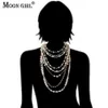 Beaded Halsband Moon Girl Multi-Layer Simulated Pearls Chain Long Trendy Statement Choker for Women Fashion Jewelry 221102280s